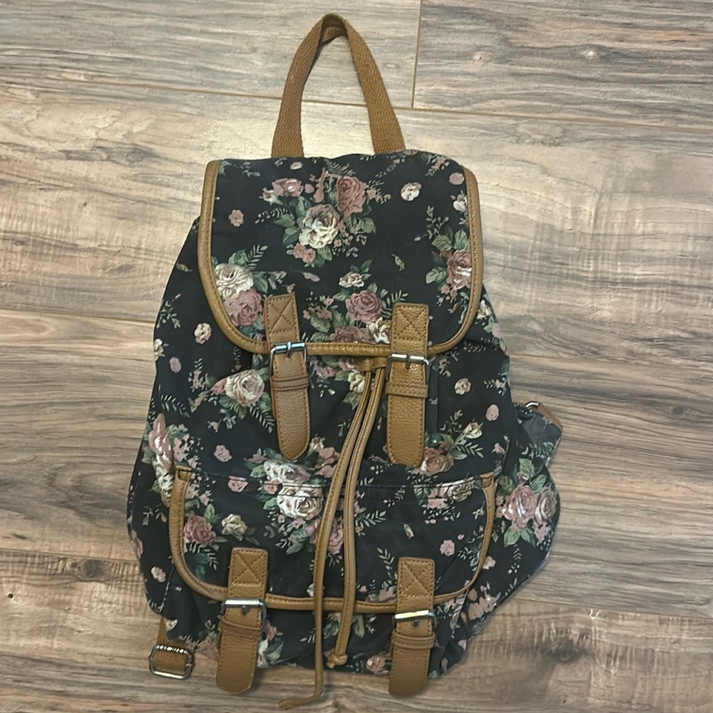 Vintage black pink floral pattern backpack Mossimo Supply Co